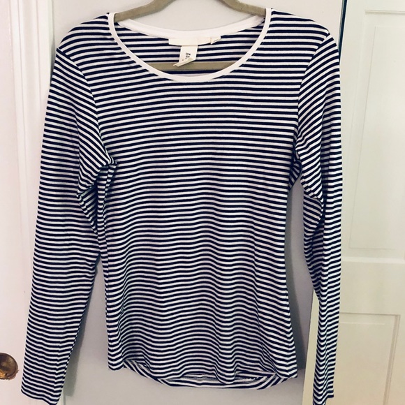 H&M Tops - H&M Navy and White Striped Long Sleeve